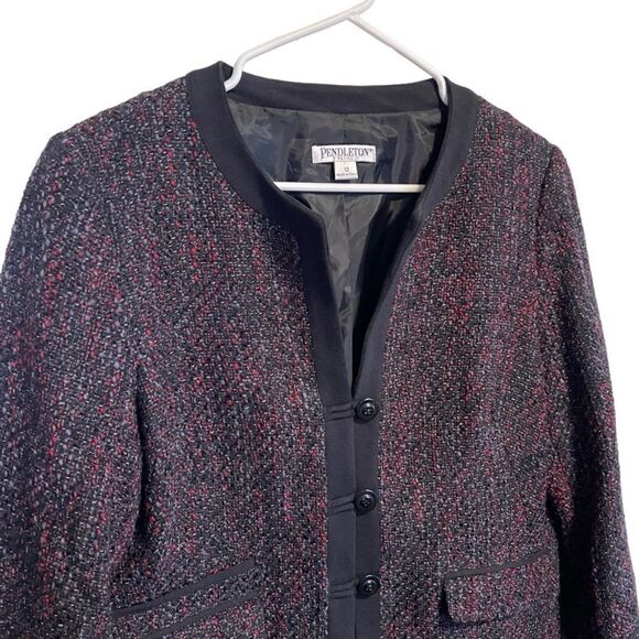 NWOT- Pendleton Petites- Dark Charcoal Tweed Blazer Long Jacket, Size 12 PETITE - Picture 3 of 10